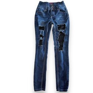 Sz 0 YMI Ripped High Rise Skinny Jeans